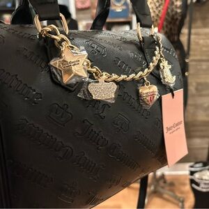 Juicy Couture Black Satchel with Gold Charm Details